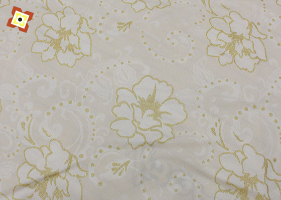 Dokuma 100 Polyester Yatak Kapitone Kumaş Çözgülü Örme Altın Kaplama Baskılı Desen
